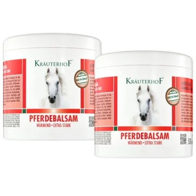 Abbildung von Kräuterhof® Pferdebalsam Duo Set Wärmend &amp; Extra Stark (2 x 500ml) Massagegel Für Müde Muskeln Gelenke Mit Wärme Wirkung, Pflege Bei Muskelkater, Rückenverspannungen Gelenkbeschwerden