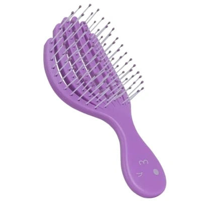 Abbildung von Ninabella Haarbürste ohne Ziepen für Kinder Entwirrbürste Detangler Bürste Haarbürsten Locken lange Haare Hair Brush Kinderhaarbürste in Oktopus Lila