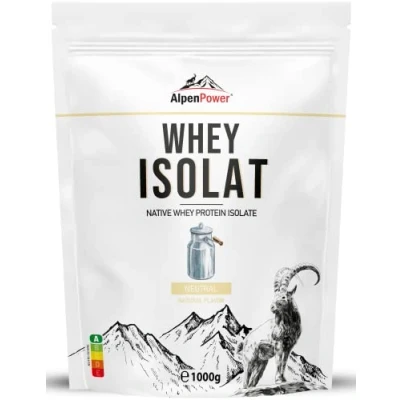 Abbildung von AlpenPower Whey Isolat Proteinpulver Natural 1kg 100% natürliche Zutaten, ohne Süßstoffe Grasfütterung Hochwertiges Eiweißpulver aus bester Alpenmilch
