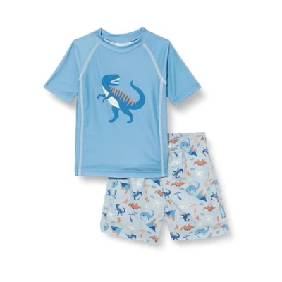 Abbildung von Playshoes Unisex Kinder UV Schutz Bade Set zweiteilig Schwimmshirt Badeshorts Badebekleidung, Dino blau, 98/104