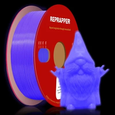 Abbildung von RepRapper Leuchtet PLA Filament 1,75 mm Glow in the Dark Leuchtendes 3D Druck Filament, Maßgenauigkeit +/ 0,03 mm, 1 kg (2,2 Pfund) Pappspule, für Drucker, Lila