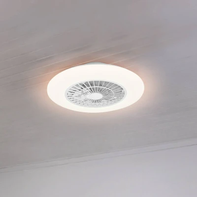 Abbildung von LEDVANCE Smarte WiFi LED Deckenventilator Leuchte, rund, weiß, dimmbar, regelbare Luftgeschwindigkeit inklusive Fernbedienung, steuerbar über App und Sprachassistenten, einfache Montage