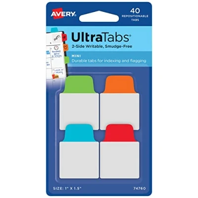 Abbildung von AVERY Zweckform Art. 74760 Haftstreifen transparent/bunt (40 Haftnotizen, 25,4x38,1mm, beschreibbare Index Tabs Folie, ablösbare Klebezettel, Page Marker, Sticky Notes, Klebemarkierungen)