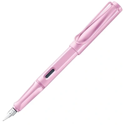 Abbildung von Lamy safari lightrose Füller Füllhalter mit ergonomischem Griff &amp; polierter Stahlfeder in Strichbreite M robuster ASA Kunststoff inkl. Tintenpatrone T 10 blau Rechtshänder
