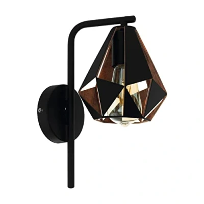Abbildung von Eglo 43057 Wandleuchte CARLTON 4 Stahl schwarz, kupferfarben antik E27 1X40W L:16cm H:31,5cm T:22,5cm dimmbar