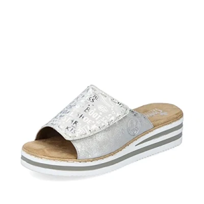 Abbildung von Rieker Pantolette flach, Damen, Größe: 42, Silber Schuhe