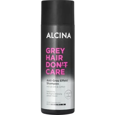 Abbildung von ALCINA Grey Hair Don&#039;t Care Anti Grau Effekt Shampoo 1 x 200 ml bei ersten grauen Haaren natürliche Re Pigmentierung zum Patent angemeldet 5,6 DHI &amp; Coffein für braunes bis dunkles Haar