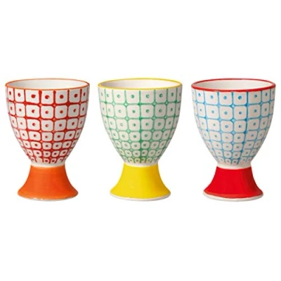 Abbildung von Bloomingville Eierbecher Carla Retro Ø 5 x H 7 cm, rot blau grün, Keramik, 3er Set