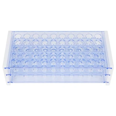 Abbildung von Labasics Reagenzglasständer, 3 Stufiger Abnehmbarer Blauer Kunststoff Reagenzglasständer für Laborwissenschaftliche Experimente, 13 mm 50 Platz