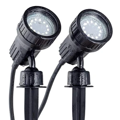 Abbildung von B.K.Licht 2er Set LED Gartenstrahler außen mit Erdspieß u. Wandhalterung, schwenkbar, warmweiß, Außenlampe, Gartenbeleuchtung, Gartenlampen für draußen Außenleuchte, 10x19,5 cm, Schwarz