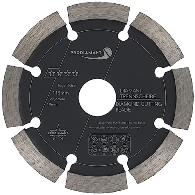 Abbildung von PRODIAMANT Fugenfräser ø 115 mm Breite 10mm für Mörtel Beton Mauerwerk und Putz Diamantsegment Profiqualität