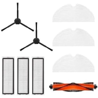 Abbildung von Dreame D9 Pro/D9 Max/L10 Pro Zubehörset: Holen Sie das Beste aus Ihrer Reinigung heraus mit 1x Hauptbürste, 2x Seitenbürsten, 3x Filtern und Mopptüchern Original Kompatibel