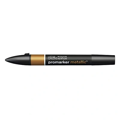 Abbildung von Winsor &amp; Newton 0206690 ProMarker Metallic, Professioneller Layoutmarker 2 Spitzen, fein und breit für Zeichnungen, Design Layouts Kupfer metallic