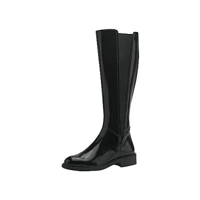 Abbildung von Tamaris Damen Langschaft Stiefel Vegan Blockabsatz; BLACK PATENT/schwarz; 37 EU