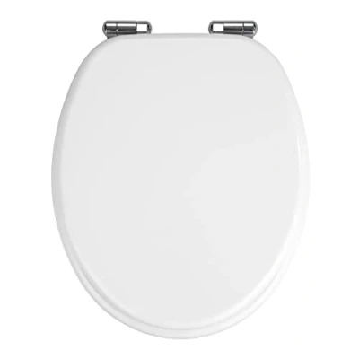 Abbildung von WENKO WC Sitz Mod. Urbino, Toilettensitz mit Easy Close Absenkautomatik, Deckel für sanftes Deckelschließen rostfreier Hygienebefestigung, aus MDF, FSC® zertifiziert, 36 x 42,5 cm, Weiß