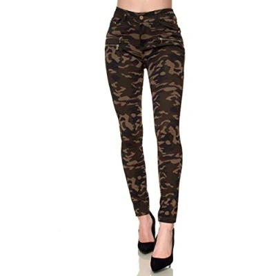 Abbildung von Elara Damen Stretch Hose Skinny Fit Jegging Chunkyrayan H86 92 Camouflage 48 (4XL)