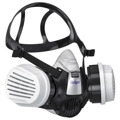 Abbildung von Dräger X plore 3300 Lackiererset mit A2P3 Kombi Filter Halbmaske für Maler &amp; Lackierer, zuverlässiger Schutz gegen Dämpfe, Gase und Fein Staub, Größe S