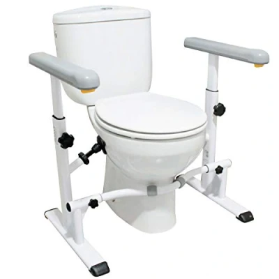 Abbildung von KMINA Aufstehhilfe Toilette Höhenverstellbar, Robust WC Ohne Bohren, Toiletten Haltegriffe für Senioren, Toilettensitzerhöhung mit Armlehnen, Haltegriff