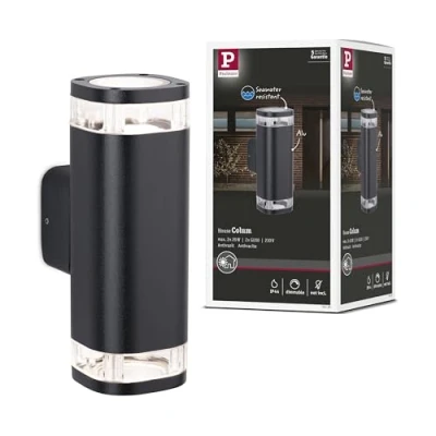Abbildung von Paulmann Außen Wandleuchte »Colum IP44 80x112mm max. 20W 230V Anthrazit Aluminium«, 2 flammig, Leuchtmittel GU10 ohne Leuchtmittel, seewasserresistent