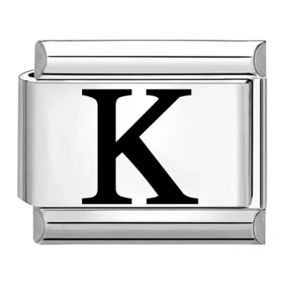 Abbildung von Quiges 9mm Laser geätzt Italian Style Modul Edelstahl Alphabet Buchstabe K für Italienische Armbänder
