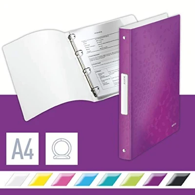 Abbildung von Leitz 42580062 Ringbuch WOW, A4, PP, 4 Ringe, 25 mm, violett