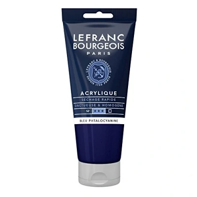 Abbildung von Lefranc Bourgeois 300409 Fine Acrylfarbe Phthalozyaninblau, 80ml Tube, cremige auf Wasserbasis, schnell trocknend, lichtecht, wasserfest