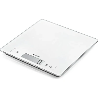 Abbildung von Soehnle Page Comfort 400, digitale Küchenwaage, weiß, Gewicht bis zu 10 kg (1 g genau), Haushaltswaage mit Sensor Touch, elektronische Waage inkl. Batterien, extragroße Wiegefläche
