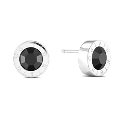 Abbildung von Calvin Klein Polished JET Black Crystal Earrings Ohrringe silvercloured/black, Herren, Größe: One Size, Silver cloured/black