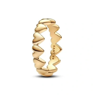 Abbildung von PANDORA Moments Reihe von Herzen Ring aus Sterling Silber mit vergoldeter Metalllegierung, Größe: 52, 163427C00 52