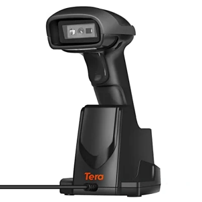 Abbildung von Tera Barcode Scanner Wireless 2,4 GHz Barcodescanner für 1D 2D QR Barcodes Kabellos Lesegerät mit Ladestation, D6100