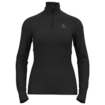 Abbildung von Odlo Damen Bl Top Turtle Neck L/S Half Zip Fundamentals Active Warm Eco Langarmshirt, Schwarz, S EU