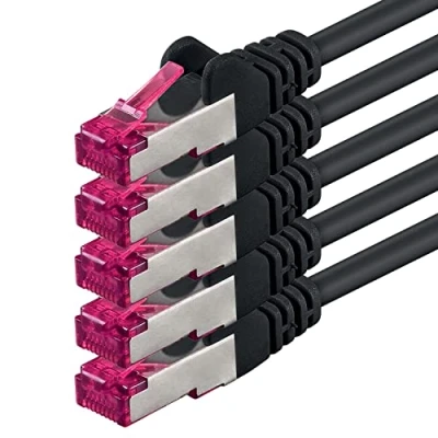 Abbildung von 1aTTack.de 1m schwarz 5 Stück Netzwerkkabel Cat6a (10Gb/s) S FTP CAT 6a Lankabel GHMT zertifiziert PIMF 500 MHz Cat5 Cat5e Cat6 Cat7 für Switch, Router, Modem, Internet