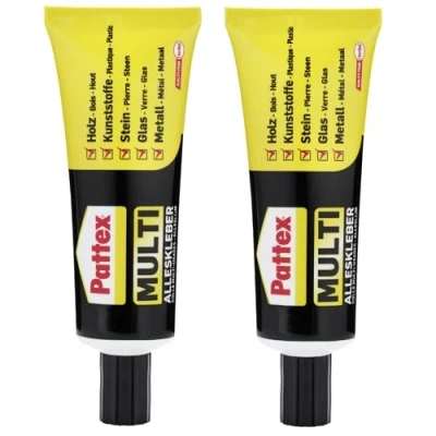 Abbildung von Pattex Multi Alleskleber 2 x 50 g in unkaputtbarer Tube, lösemittelfrei, extrastark, schnell und sauber, tropft nicht, kraftvoll