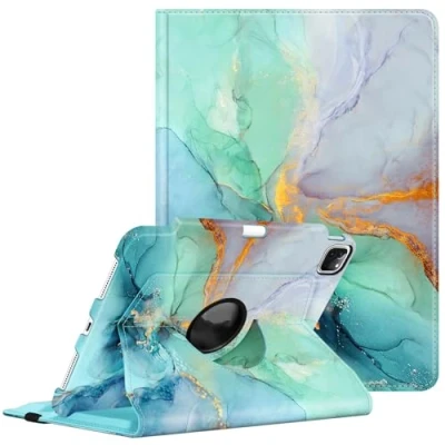 Abbildung von Fintie Hülle für iPad Pro 11 Zoll 4. Generation/ 3. Gen/ 2. Gen (Modell 2022/2021/2010) mit Pencil Halter Schutzhülle Cover 360 Grad drehbarem Ständer und Auto Schlaf/Wach Funktion, Smaragd