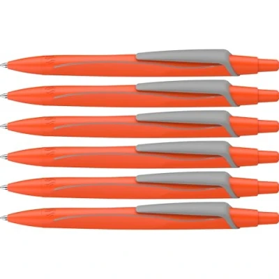 Abbildung von Schneider 131926 Reco neon Edition Kugelschreiber (aus recyceltem Kunststoff, ausgezeichnet mit Der blaue Engel, Schreibfarbe: blau) orange, 6 Stück