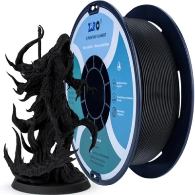 Abbildung von ZIRO Matte PLA Filament 1.75mm, 1kg 3D Drucker Filament, High Toughness PLA, Dimensional Accuracy +/ 0.03mm, Schwarz