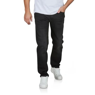 Abbildung von JACK &amp; JONES Jeans Herren Stretch lang Straight Fit JJICLARK Jeanshose Hose Denim, Länge:32L, Farbe:Black (CB 137), Weite:33W