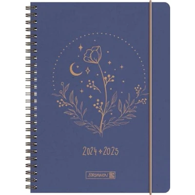 Abbildung von BRUNNEN Schülerkalender (2024/2025) „Moon Flower“, 2 Seiten = 1 Woche, A5, 208 Seiten, blau