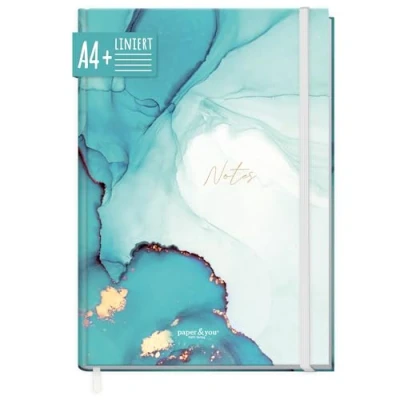 Abbildung von Notizbuch liniert A4+ mit Gummiband [Smaragd Gold] 156 Seiten, 78 Blatt liniertes Notebook, Bullet Journal, Skizzenbuch, Tagebuch von Trendstuff by Häfft nachhaltig &amp; klimafreundlich