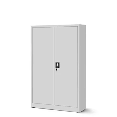 Abbildung von Jan Nowak Aktenschrank C001K Metallschrank Büroschrank Werkzeugschrank 3 Fachböden Stahlblech Flügeltüren Pulverbeschichtung 140 cm x 90 40 (Grau)