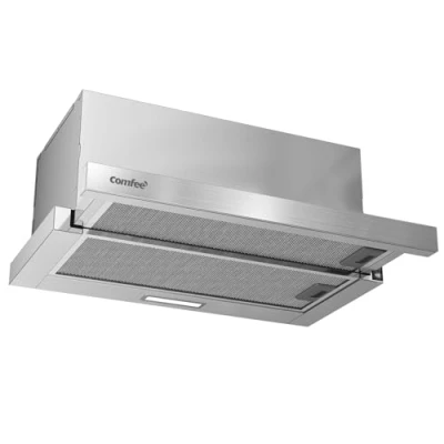 Abbildung von COMFEE&#039; CHL03M21S Flachschirmhaube Dunstabzugshaube 60cm Umluft, 400 m3/h Luftstrom, Dunstabzug Unterbau mit Aktivkohlefilter, Integrierte Einbau Flach Abluft Abzugshaube, Silber