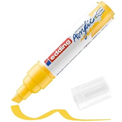 Abbildung von edding 5000 Acrylmarker breit gelb 1 Acrylstift wasserfest breite Keilspitze 5 10 mm Acryl Farben zum Malen auf Leinwand, Malpapier und Holz Acrylstifte für Steine