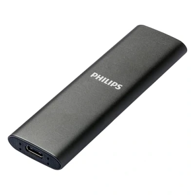 Abbildung von PHILIPS Externe Portable SSD 500 GB Ultra Slim SATA Speed USB C, Lesegeschwindigkeit bis zu 540 MB/s, Aluminium