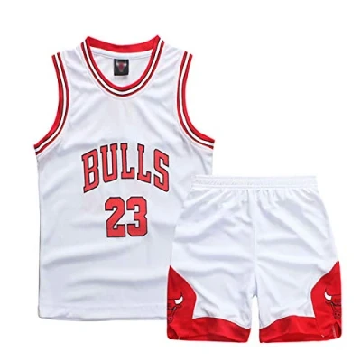 Abbildung von ISOVNUS Geek UP Kleine Jungen 2er Set Basketball Trainings Ärmellos Trikot und Hose, Little Boys Training Jersey (11 13 Jahre, XXL, Weiß)