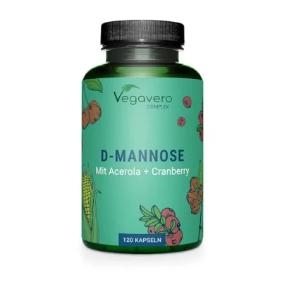 Abbildung von D Mannose + CRANBERRY Vegavero ® 100% Natürlich 2.000 mg Mit Vitamin C aus Acerola Vegan &amp; Ohne Zusätze 120 Kapseln