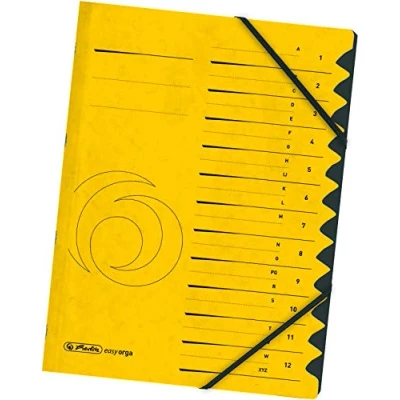 Abbildung von herlitz 10843340 Ordnungsmappe Quality 1 12, A4, gelb, 12 Fächer mit Gummizug, Stück