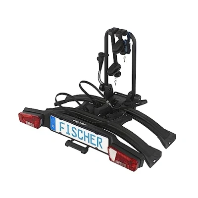 Abbildung von FISCHER Fahrradträger RoadLine Black, vormontierter Kupplungsträger, starre Konstruktion für mehr Stabilität, abschließbar, 2 Fahrräder/e Bikes, belastbar bis 60kg, integrierte Rollen, schwarz