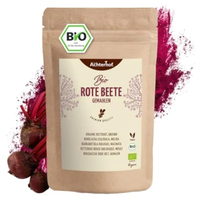 Abbildung von Rote Beete Pulver Bio 100g erdig, herzhaft und süß roh gekocht verwendbar ideal zum Färben von Lebensmitteln vom Achterhof