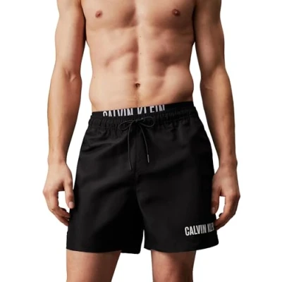 Abbildung von Calvin Klein Swimwear Medium Double Badeshorts, Herren, Größe: Medium, Black