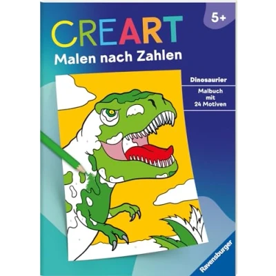 Abbildung von Ravensburger CreArt Malen nach Zahlen ab 5 Dinosaurier 24 Motive